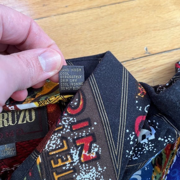 VTG NWOT Perruzo Button Shirt Rayon AOP All Over France Paris Capri Hawaiian 90s - Picture 7 of 9